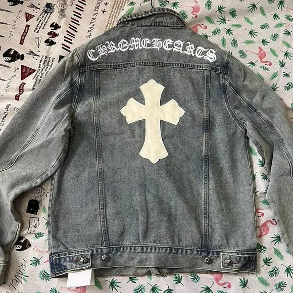 Chrome Hearts Cross Leather Denim Jacket
